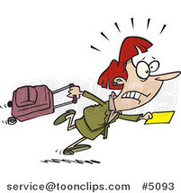 Cartoon Late Business Woman Trying to Get to Her Flight by Toonaday