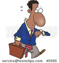 Cartoon Stressed and Late Black Business Man by Toonaday