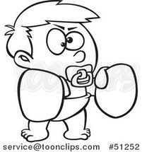 Cartoon Outlined Toddler Boy with Boxing Gloves by Toonaday