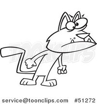 Cartoon Outlined Surly Cat with Fists at His Side by Toonaday