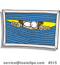 Cartoon Paranoid Guy Peeking Through Blinds by Toonaday