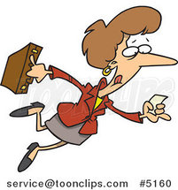 Cartoon Business Woman Running with a Lead by Toonaday