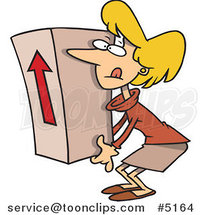 Cartoon Business Woman Lifting a Heavy Box by Toonaday