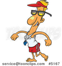 Cartoon Lifeguard Walking by Toonaday