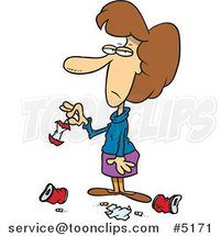 Cartoon Lady Standing in Litter by Toonaday