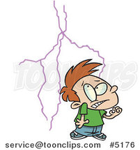 Cartoon Boy Afraid of Lightning by Toonaday