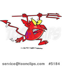 Cartoon Devil Running with a Trident by Toonaday