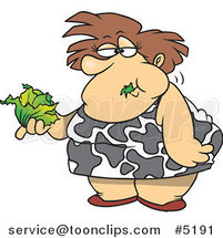 Cartoon Fat Lady Eating a Head of Lettuce by Toonaday