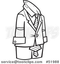 Cartoon Outlined Empty Businessman Suit by Toonaday