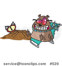 Cartoon Groundhog Wearing Shades and Sitting by His Hole by Toonaday