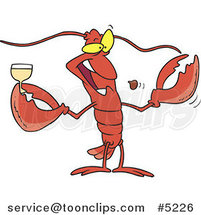 Cartoon Lobster Drinking Wine by Toonaday