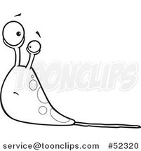 Cartoon Black and White Confused Slug with Slime by Toonaday