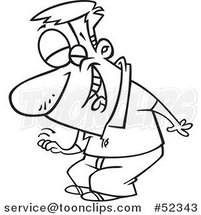 Cartoon Black and White Guy Laughing and Slapping His Knee by Toonaday