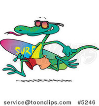 Cartoon Surfing Lizard by Toonaday