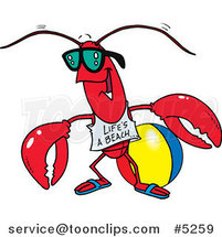 Cartoon Lobster at the Beach by Toonaday