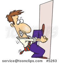 Cartoon Locked out Business Man Trying to Open a Door by Toonaday