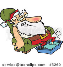Cartoon Santa Relaxing with a Foot Bath by Toonaday