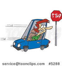 Cartoon Lady Running a Stop Sign by Toonaday