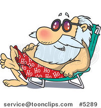 Cartoon Santa Sun Bathing in a Chair by Toonaday
