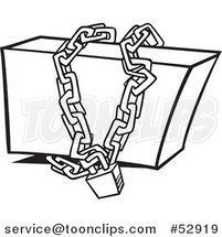 Cartoon Outlined Box Locked up in Chains by Toonaday