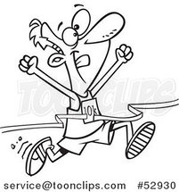 Cartoon Outlined 10k Runner Crossing the Finish Line by Toonaday