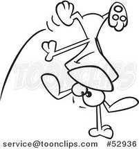 Cartoon Outlined Happy Dog Doing a Cartwheel by Toonaday