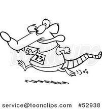 Cartoon Outlined Rat Running a Race by Toonaday