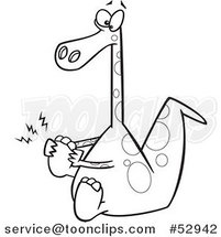 Cartoon Outlined Dinosaur with a Sore Foot by Toonaday