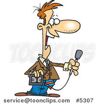 Cartoon News Reporter Holding a Microphone by Toonaday