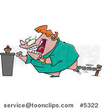Cartoon Restrained Lady Reaching for a Cupcake by Toonaday