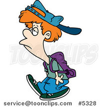 Cartoon Reluctant School Boy Walking by Toonaday