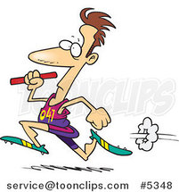 Cartoon Guy Running a Relay with a Baton by Toonaday