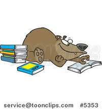 Cartoon Bear Reading Books by Toonaday