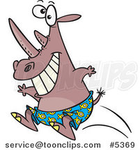 Cartoon Rhino Jumping into a Pool by Toonaday