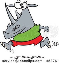 Cartoon Jogging Rhino by Toonaday