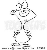 Cartoon Black and White Line Drawing of a Confused Rodent by Toonaday