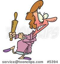 Cartoon Mad Lady Carrying a Rolling Pin by Toonaday
