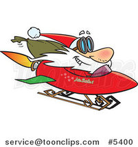 Cartoon Santa on a Rocket Sled by Toonaday