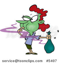 Cartoon Lady Catching a Whiff of Ripe Garbage by Toonaday