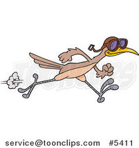 Cartoon Roadrunner Wearing Goggles by Toonaday