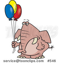 Cartoon Grumpy Elephant Holding Balloons by Toonaday