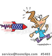 Cartoon Lady Running from a Rocket by Toonaday