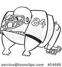 Cartoon Black and White Huge American Football Lineman Player by Toonaday