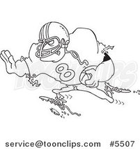 Cartoon Black and White Line Drawing of a Running Footballer by Toonaday