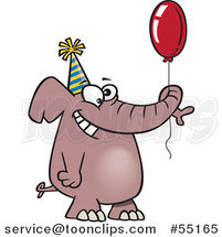 Cartoon Happy Birthday Elephant Holding a Balloon by Toonaday