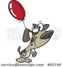 Cartoon Dog Carrying a Birthday Balloon by Toonaday