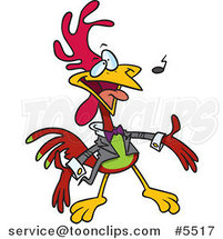 Cartoon Singing Rooster by Toonaday