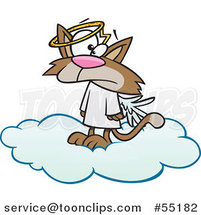 Cartoon Confused Angel Cat in Heaven by Toonaday
