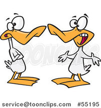 Cartoon White Ducks Quacking a Conversation by Toonaday