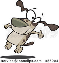 Cartoon Happy Brown Dog Jumping by Toonaday
